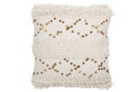 J-Line cushion Tufted Fringes - Cotton - sequins/white/gold