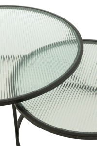 J -Line Coffee Table Round - Metal/Glass - Black