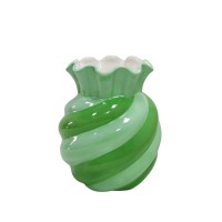 Vase- Swirl- Stoneware - Mint/ Green- 13x13x15.5cm