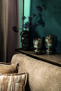 Orietta Blue Oily Look Glass Vase Wavy Round L