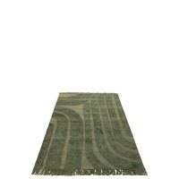 J-Line vloerkleed Afgeronde Lijnen - wol - kakigroen