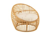 J-Line chair Lise + cushion 1 Person - rattan/textile - natural/white