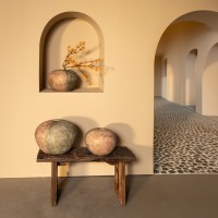 Chareece Grey Half Brown Cement Round Vase M