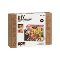 Robotime, DIY Huisje Garage Workshop met LED verlichting, DG165, 24x15x17cm