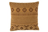 J-Line cushion Ethnic Square - cotton - ocher