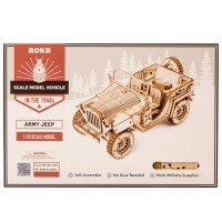 Wooden Puzzle 3D Army Field Car, Robotime, MC701, 18.9x9.9x8.9 cm