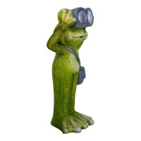 LED Solarleuchte "Frosch" stehend für Terrasse und Garten, aus grüner Keramik, mit fest verbauten LEDs , Deko Lampe für Außen 30 cm hoch