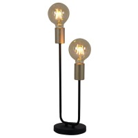 Table lamp 2-flame. "Modo" made of metal in black, versions in gold, E27 socket, table lamp for living room, dining room, kitchen, hallway, hallway or office, 45 x 14 cm