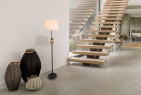 Standing lamp "Elina" 155 cm high, Ø 38 cm, metal in black/brown, text blower in white, E27